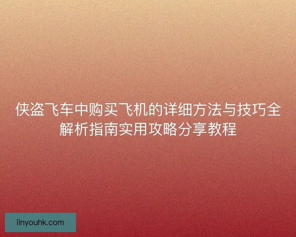 侠盗飞车中购买飞机的详细方法与技巧全解析指南实用攻略分享教程