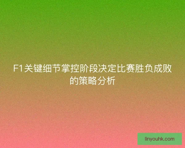 F1关键细节掌控阶段决定比赛胜负成败的策略分析